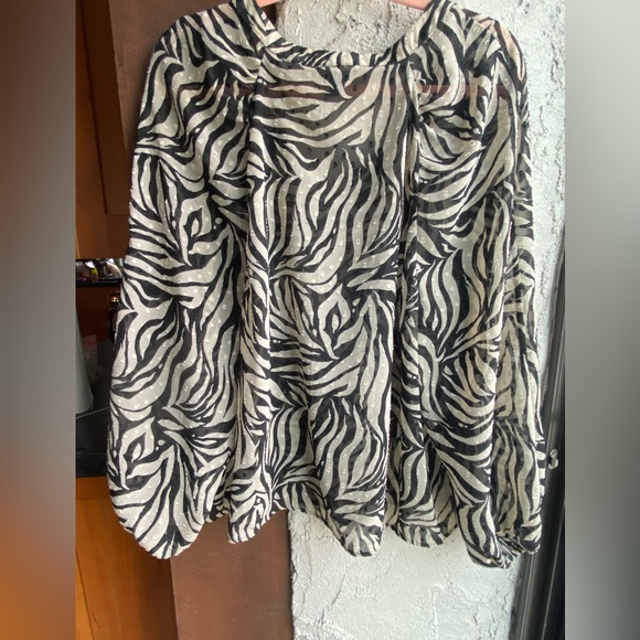Banana Republic patterned blouse, black and light tan Size XL - Picture 6 of 9